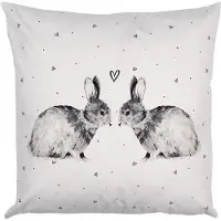 Clayre & Eef Kussenhoes 45x45 cm Wit Polyester Konijn Sierkussenhoes Wit Sierkussenhoes