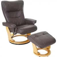 Robas Lund MCA Montreal, TV fauteuil kruk, echt leer 130kg belastbaar ~ bruin, natuurlijk bruin
