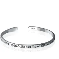 LGT JWLS Vintage Manchetarmband - Tibetaans Zilver - Eye