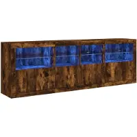 vidaXL Dressoir met LED-verlichting, gerookt eikenhout, 202x37x67 cm