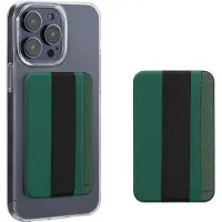 Kwmobile 2x pasjeshouder voor telefoon - Geschikt voor Smartphones - 2-in-1 pasjeshouder en vingerhouder - PU en stof in donkergroen