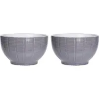Excellent houseware Soepkommen/serveer schaaltjes - 2x - Venice- keramiek - D14 x H8 cm - steengrijs