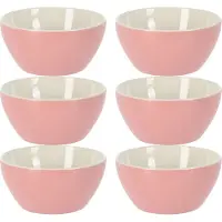 Excellent houseware Soepkommen/schaaltjes - 6x - Acapulco - porselein - D14 x H6.5 cm - lichtroze