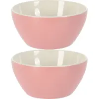 Excellent houseware Soepkommen/schaaltjes - 2x - Acapulco - porselein - D14 x H6.5 cm - lichtroze