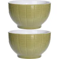 Excellent houseware Soepkommen/serveer schaaltjes - 2x - Venice - keramiek - D14 x H8 cm - groen