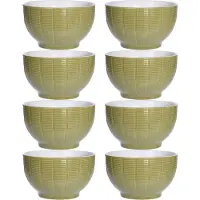 Excellent houseware Soepkommen/serveer schaaltjes - 8x - Venice - keramiek - D14 x H8 cm - groen