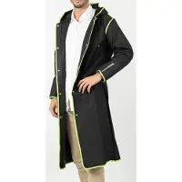 Perletti Zwarte regenjas City Trench met lime bies van L