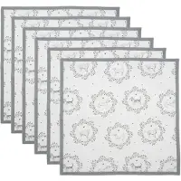 Clayre & Eef Servetten Katoen Set van 6 40x40 cm Wit Grijs Vierkant Hond Wit