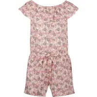 Koko Noko gebloemde playsuit roze/taupe Meisjes Viscose Boothals Bloemen - maat 116