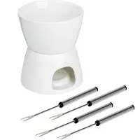Haushalt 24672 - chocoladefondue - set van porselein - Met RVS vorkjes