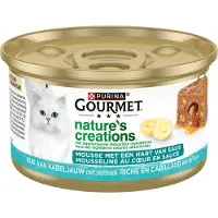Gourmet Nature's Creations Mousse - 24 x 85 g - Kabeljauw en Pastinaak - Hart van Saus - Kattenvoer Natvoer