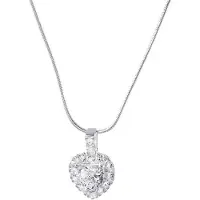 Lucardi Dames Zilveren ketting met hanger hart zirkonia - Ketting - 925 Zilver - Zilverkleurig - 48 cm