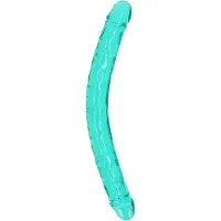 Shots toys REALROCK - dubbele dong - 18 inch - ribbel - turquoise
