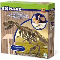 SES Creative - Explore - Dino en Skelet Opgraven 2 in 1 - T-rex - Bikblok met Skelet - Complete set met Houten Hamer en Beitel - Dinosaurus Speelgoed
