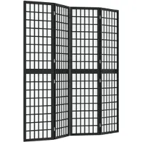 vidaXL Kamerscherm inklapbaar 4 panelen Japanse stijl 160x170 cm zwart