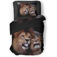 Eleganzzz Dekbedovertrek Micropercal Wild Lion - black 140x200/220cm