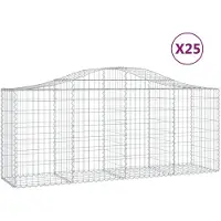 vidaXL Gabionen met boogvorm, 25 stuks, 200x50x80/100 cm, verzinkt staal
