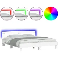 vidaXL Bedframe met hoofdeinde en LED-verlichting wit 200x200 cm