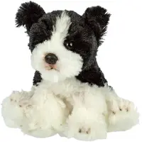 Suki Gifts Pluche knuffeldier hond - Border Collie - zwart/wit - 13 cm - Knuffel huisdieren