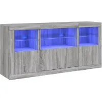 vidaXL Dressoir met LED-verlichting 142,5x37x67 cm grijs sonoma
