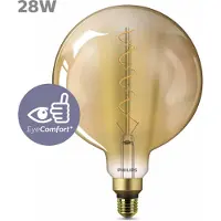 Philips Ledfilamentlamp Globe Classic - Amber - D20,2cm - Warm Wit - E27 - 4,5w