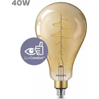 Philips Ledfilamentlamp Giant Spiral - Goud - D16,2cm - Dimbaar - Warm Wit - E27 - 7w