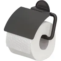 Tiger Toiletrolhouder Tune - Rvs - Met Klep - Zwart Metaal Geborsteld/zwart