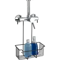 Wenko Doucherek Milo RVS zwart 25x36cm - Zonder boren - Doucherekje hangend - Douchemand - Douchecaddy ophangbaar