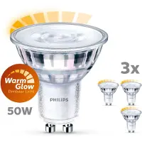 Philips Energiezuinige Spot - 50 W - GU10 - Dimbaar warmwit licht - 3 stuks - Bespaar op energiekosten