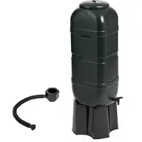 Famanu Regenwateropvangsysteem met voetstuk en regenopvangbak, 100 liter, zwart