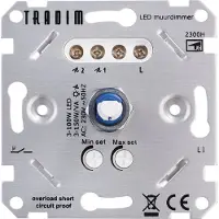 Tradim Led dimmer inbouw 3-100W | Fase Afsnijding (RC) | 2300H