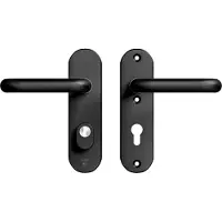 Axa Oval Plus veiligheidsbeslag achterdeur kortschild U kruk/kruk PC72 met kerntrekbeveiliging SKG3 - aluminium/zwart