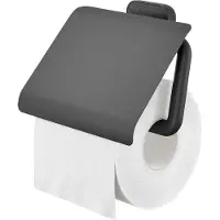 Tiger Carv - Wc rolhouder met klep - Toiletrolhouder - Zonder boren - Boren of lijmen - Zwart