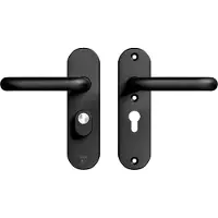 Axa Oval Plus veiligheidsbeslag achterdeur kortschild U kruk/kruk PC55 met kerntrekbeveiliging SKG3 - aluminium/zwart