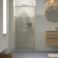Sealskin contour draaideur voor nis 100x200 cm, 6 mm helder veiligheidsglas met antikalklaag geborsteld goud