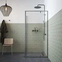 Sealskin - Douchedeur + Zijwand Contour 100 X 200cm - Mat Grijs Profiel - 6 Mm Helder Glas
