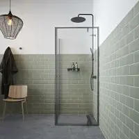 Sealskin - Douchedeur + Zijwand Contour 90 X 200cm - Mat Grijs Profiel - 6 Mm Helder Glas
