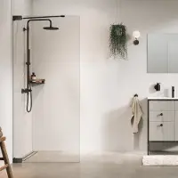 Sealskin Pure inloopdouche 90x200 cm anti-kalk gunmetal geborsteld