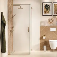 Sealskin Zijwand Pure Voor Combinatie Met Draaideur 90x200 cm Helder Glas Antikalk Geborsteld Goud