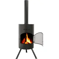 Bonfeu BonTon 40 Zwart Tuinhaard - L 40 x B 40 x H 145 cm - Staal - Zwart
