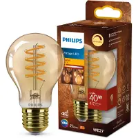 Philips Vintage LED - Dimbare lamp - 60W - Extra warmwit licht: 2200K - E27 fitting - Amberkleurig glas - Standaard lampvorm