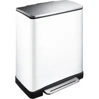 EKO - E-Cube recycling pedaalemmer 28+18 liter - Stainless steel Plastic - wit, mat RVS