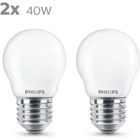 Philips LED lamp E27 | Kogel P45 | Mat | 2700K | 4.3W (40W) | 2 stuks