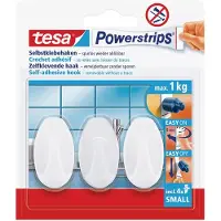 TESA Powerstrips Zelfklevende haken Klein Wit Tot 1 kg Pak van 3 stuks
