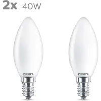 Philips lamp - Kaarslamp met E14 fitting - Warmwit licht: 2700K - 40W - Mat glas - 2-pack