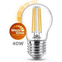 Philips filamentkaarslamp helder 40W P45 E27 - dimbaar - 470 lm