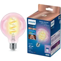 Philips Smart Lighting - Globe Filament - Slimme LED-verlichting - Gekleurd en Wit licht - E27 - Transparant - 40W - Wi-Fi