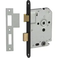 Nemef 1264 Toilet/badkamerdeurslot | DM50mm | WC63mm | krukgat 8mm | voorplaat zwart gelakt 20x174mm afgerond | messing dag- en nachtschoot | DR 1+3/2+4 - P000047601-350-100