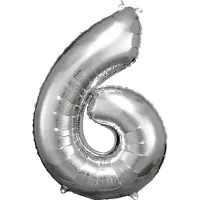 Amscan Folieballon Cijfer 6 Junior 55 X 88 Cm Zilver