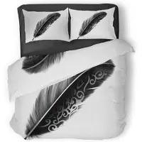 Eleganzzz Dekbedovertrek Micropercal Minimalistic Feather - white 240x200/220cm
